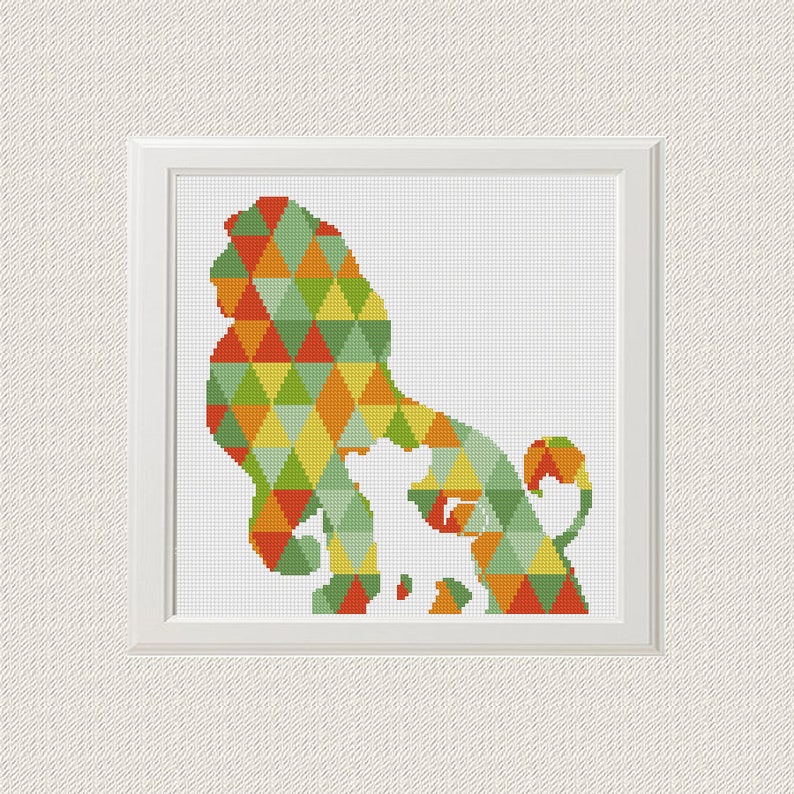 Geometric lion Cross Stitch pattern modern lion Pattern | Etsy