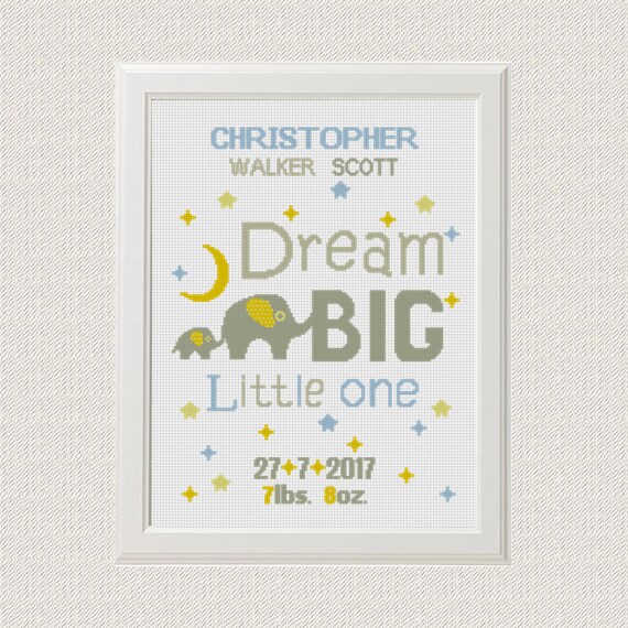 Cross Stitch Baby Sampler Elephants Birth Announcement Pattern Etsy