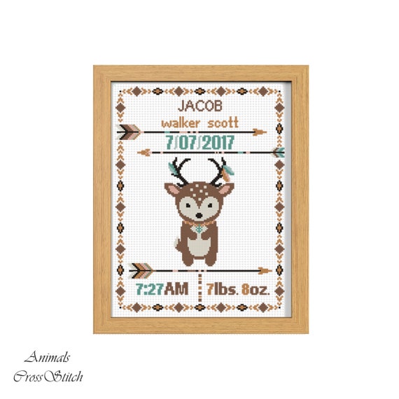 Design Works BABY DEER BIRTH ANNOUNCEMENT Stamped Cross Stitch 11" x 14" Design Works BABY DEER BIRTH ANNOUNCEMENT Stamped Cross Stitch 11" x 14"