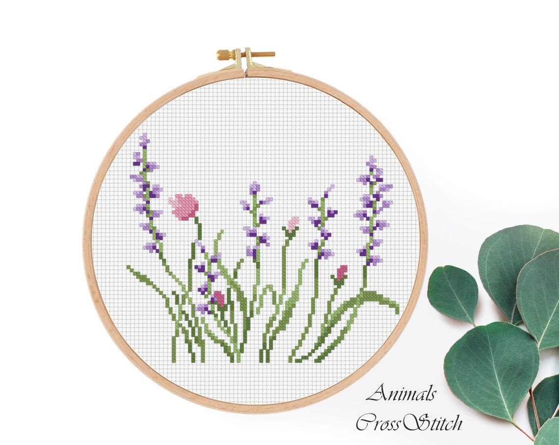 Flowers Cross Stitch Pattern Lavender Floral Nature instant download!