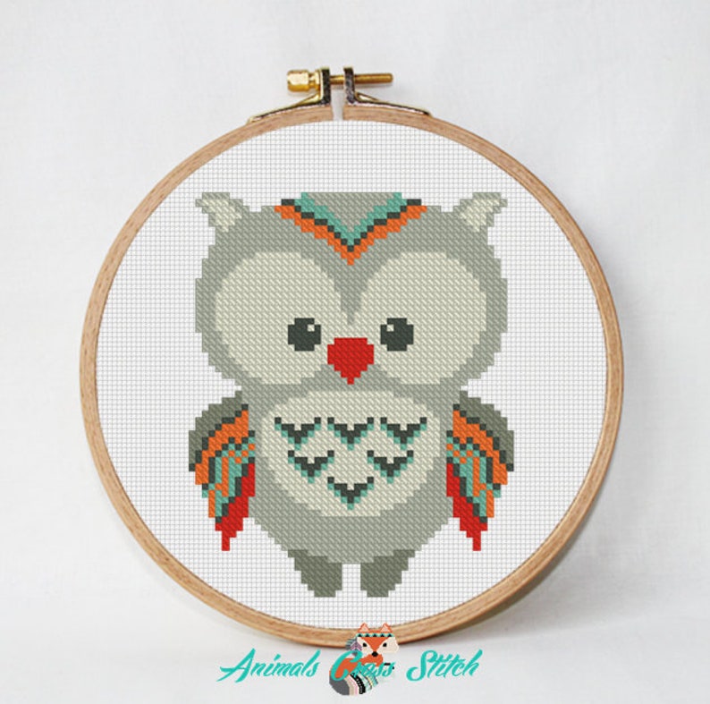 Owl cross stitch patterns baby pdf Forest animals Enchanted Etsy