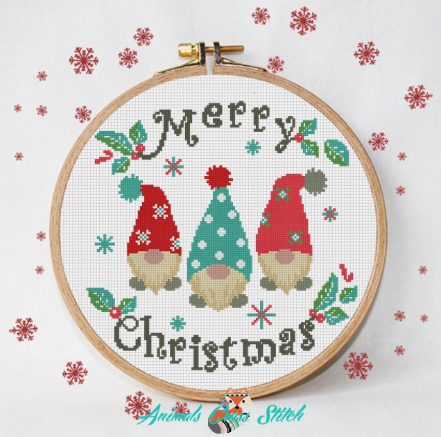 Christmas gnome cross stitch pattern pdf christmas