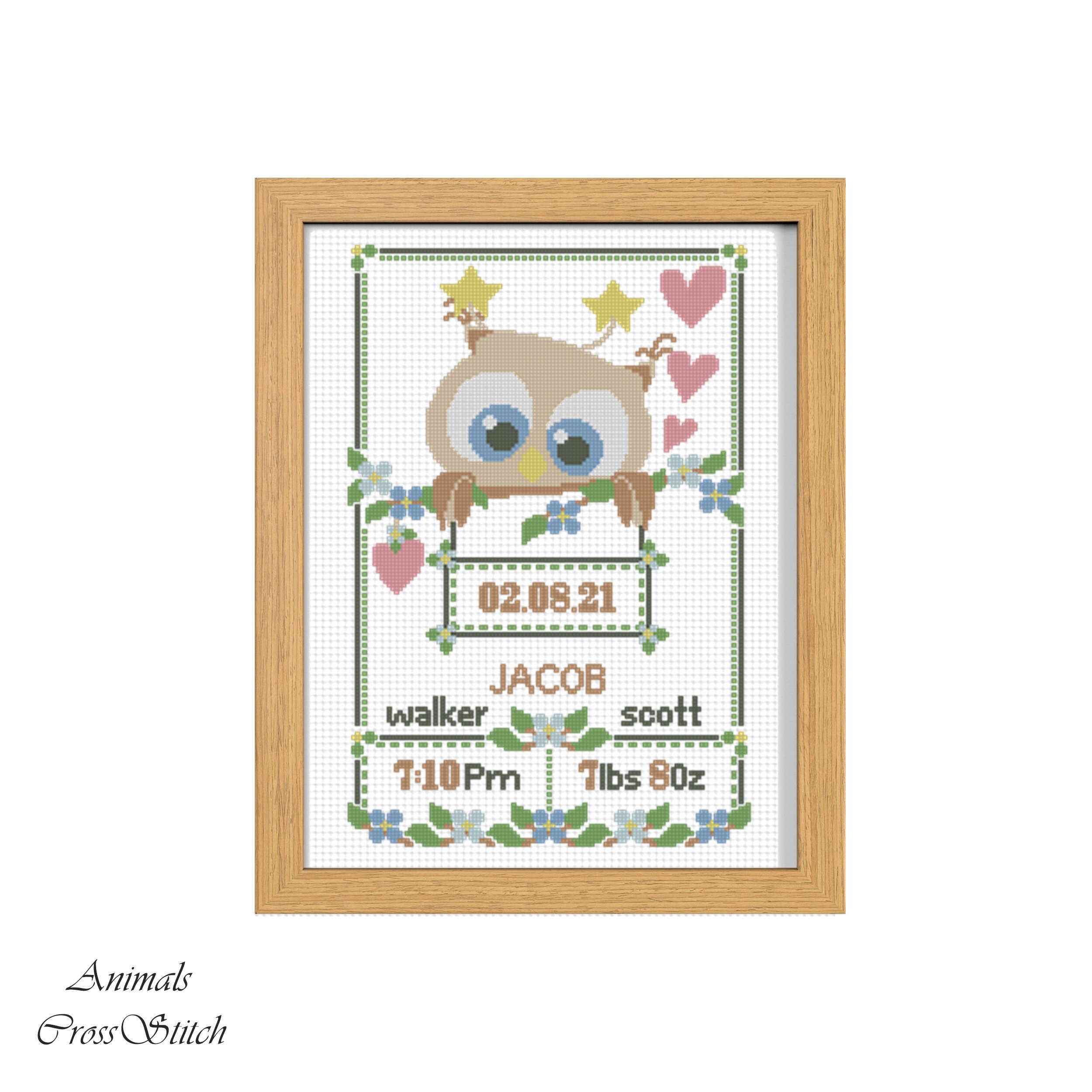 Cross Stitch Name Birth Announcement Cross Stitch Pattern Baby Etsy