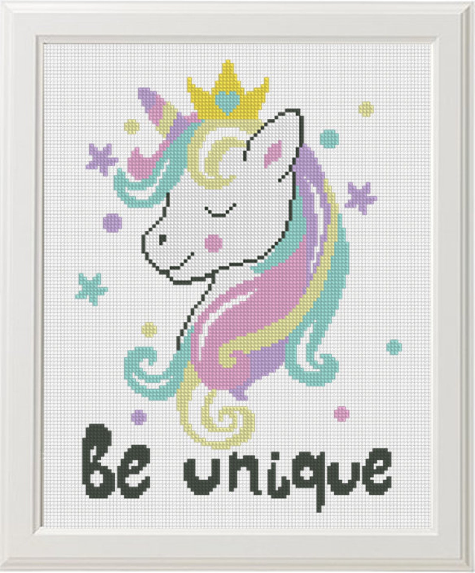 Licorne Point de croix Modèle imprimable PDF Coloré Moderne Etsy