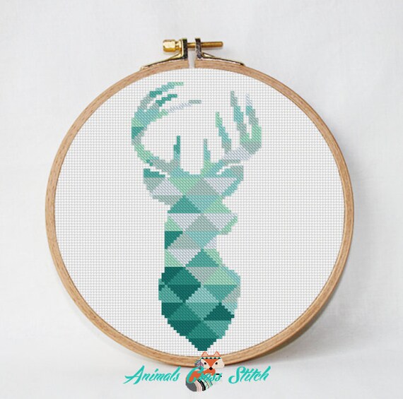 Wild Deer-Flores-xstitch moderno punto de cruz patrón PDF 033