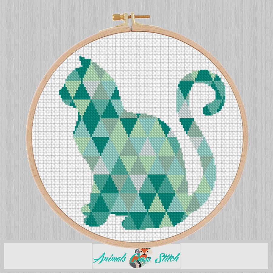 Cat cross stitch pattern Geometric animal Modern cross stitch | Etsy
