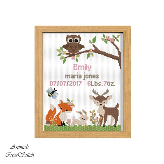 Baby Cross Stitch Pattern Pdf Birth Sampler Birth Announcement Etsy