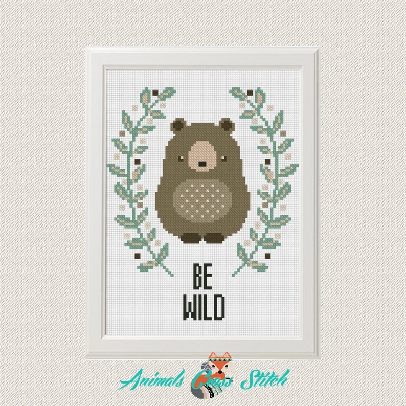 Baby Animals Cross Stitch Printable PDF Pattern set of 6 Bear Etsy