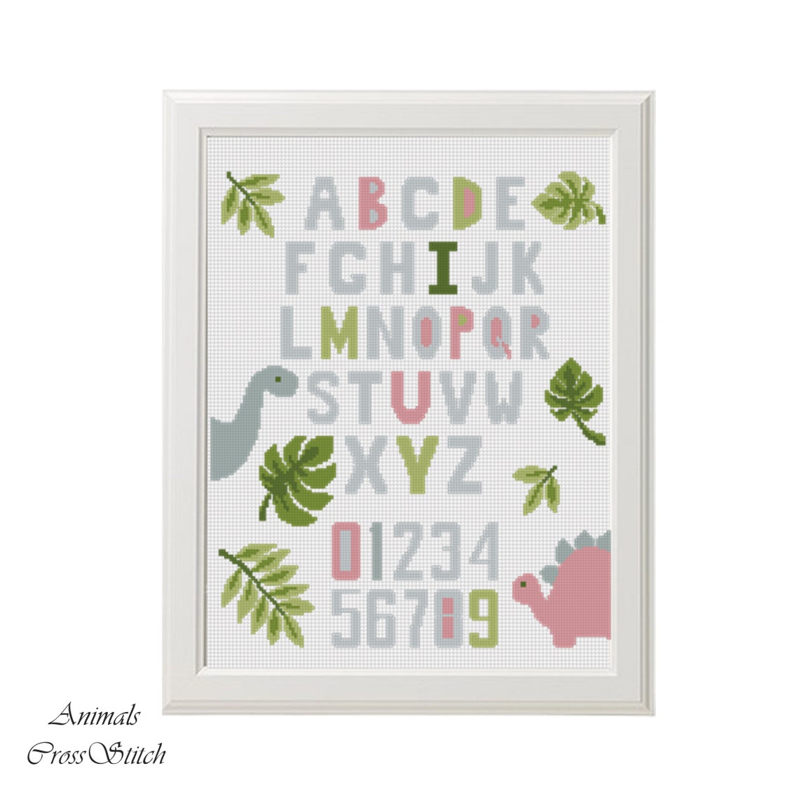 Dinosaurs Cross stitch set Birth announcement dino animal Etsy