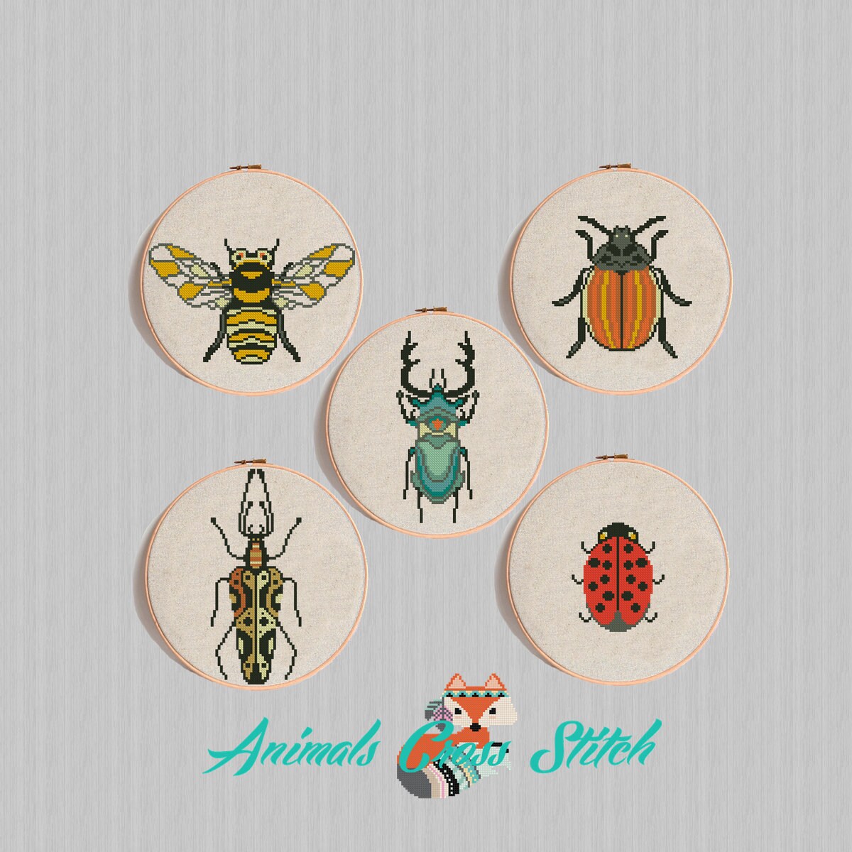 Ladybug on clover lady beetle PDF instant download lucky modern cross stitch
