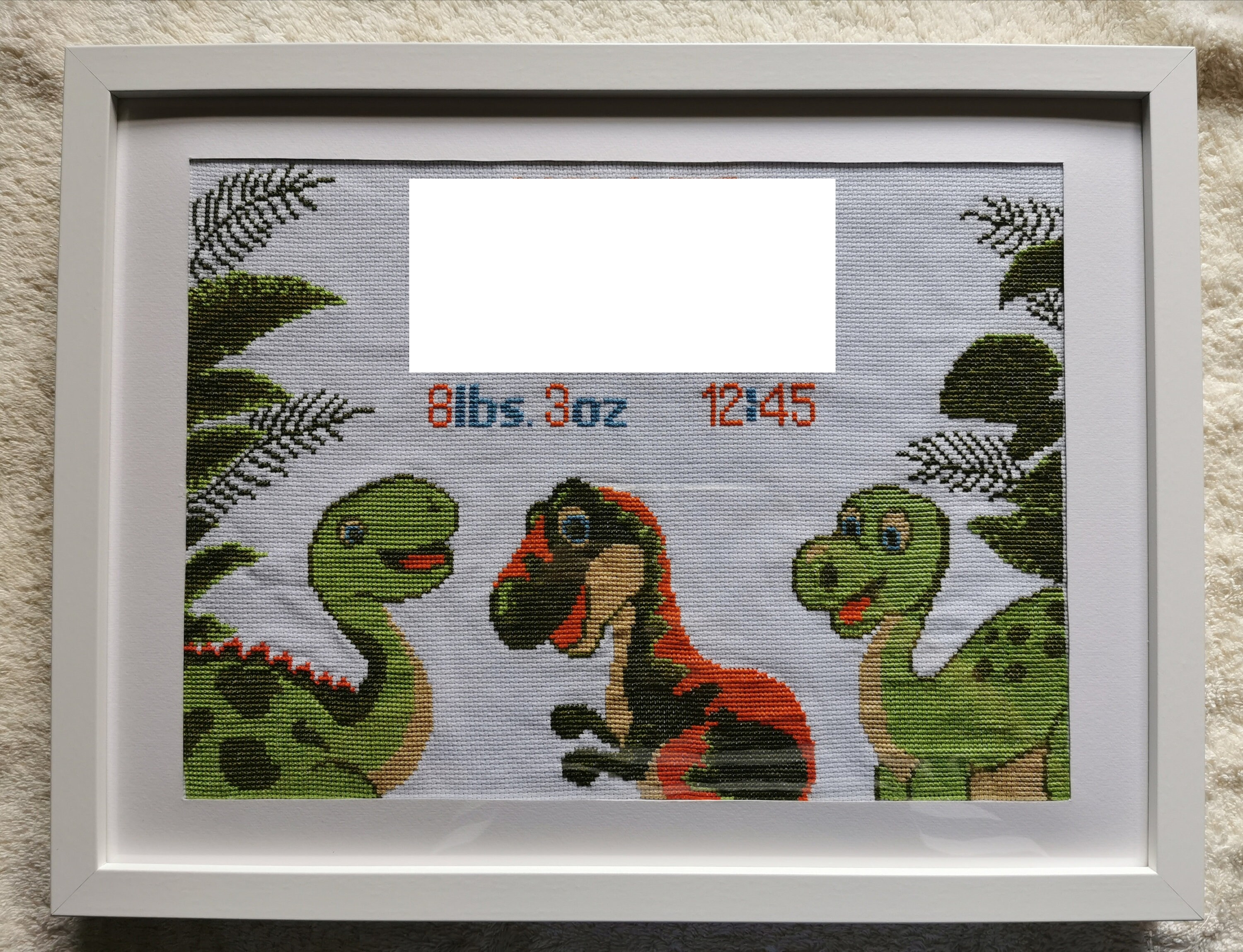 Dinosaurs Cross Stitch Birth Announcement Dino Animal Cross Etsy