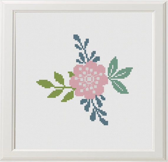 Flowers Cross Stitch Retro Pattern Set Flowers Pattern Etsy