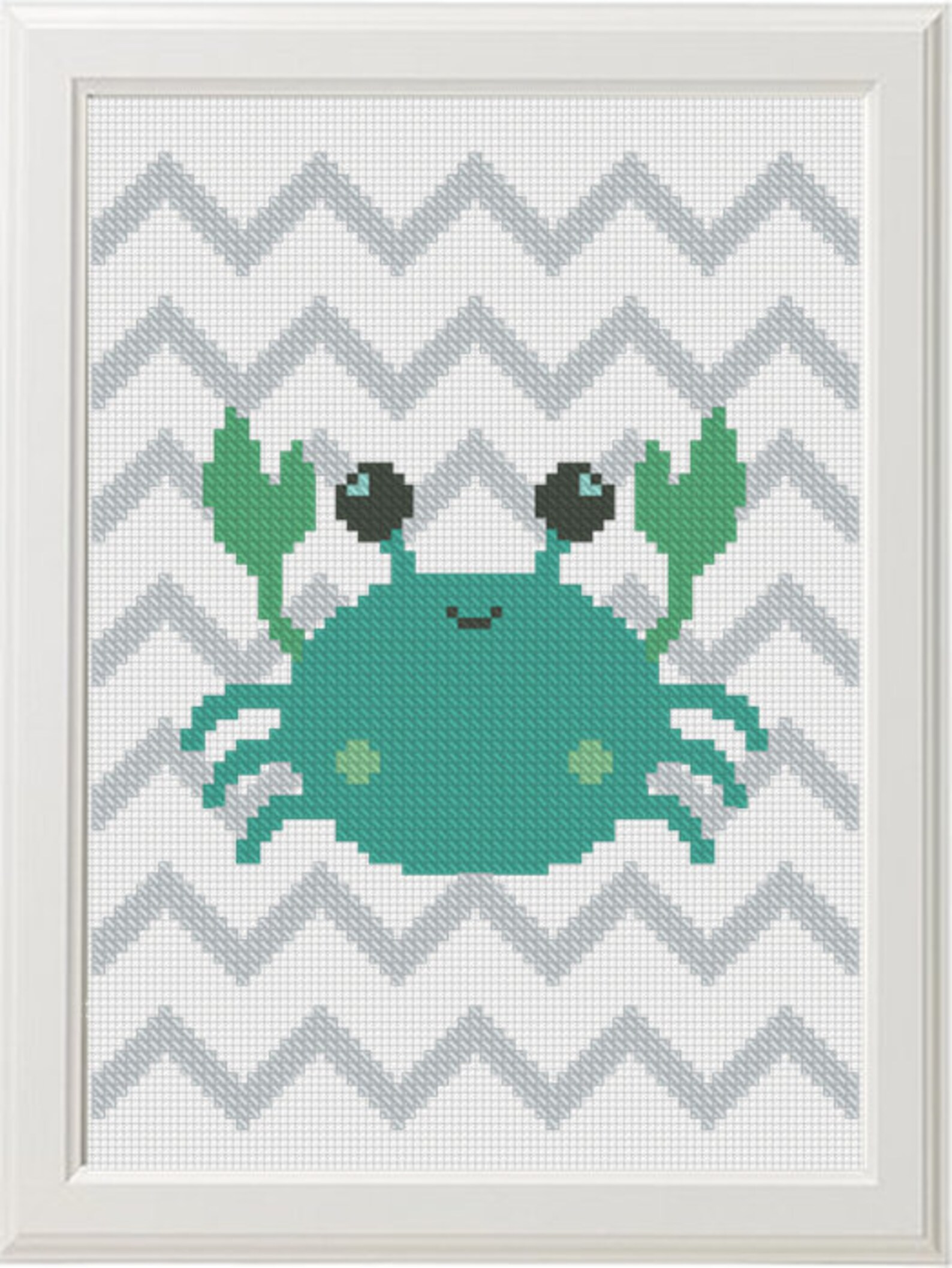 Baby cross stitch pdf pattern funny turtle fish crab nursery Etsy