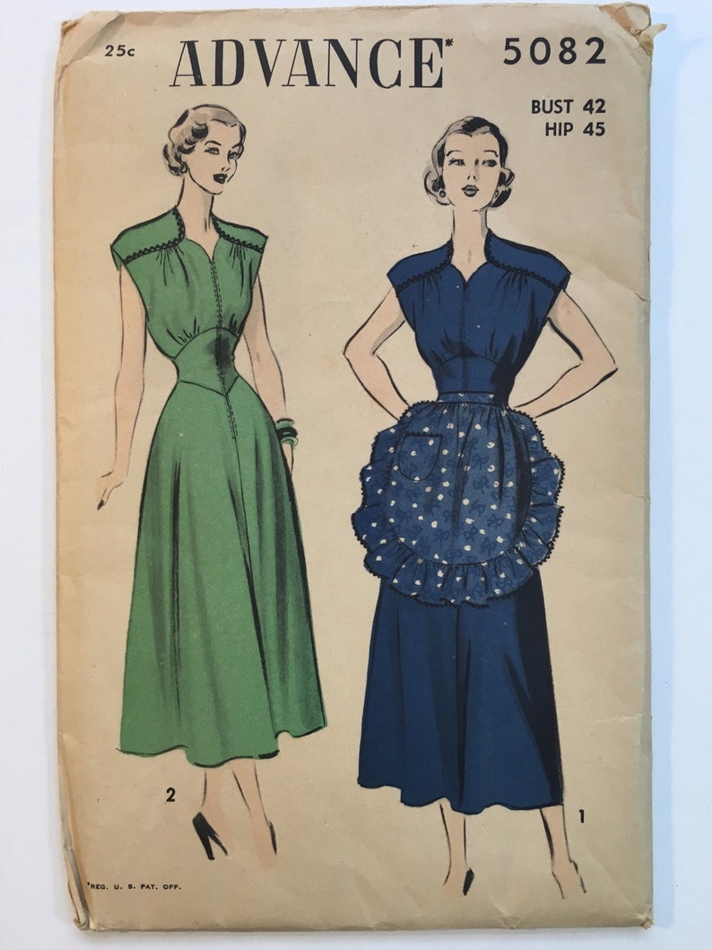 40s Plus Size Dress Pattern 40s Sewing Pattern Advance 5082 Women/'s Dress Pattern