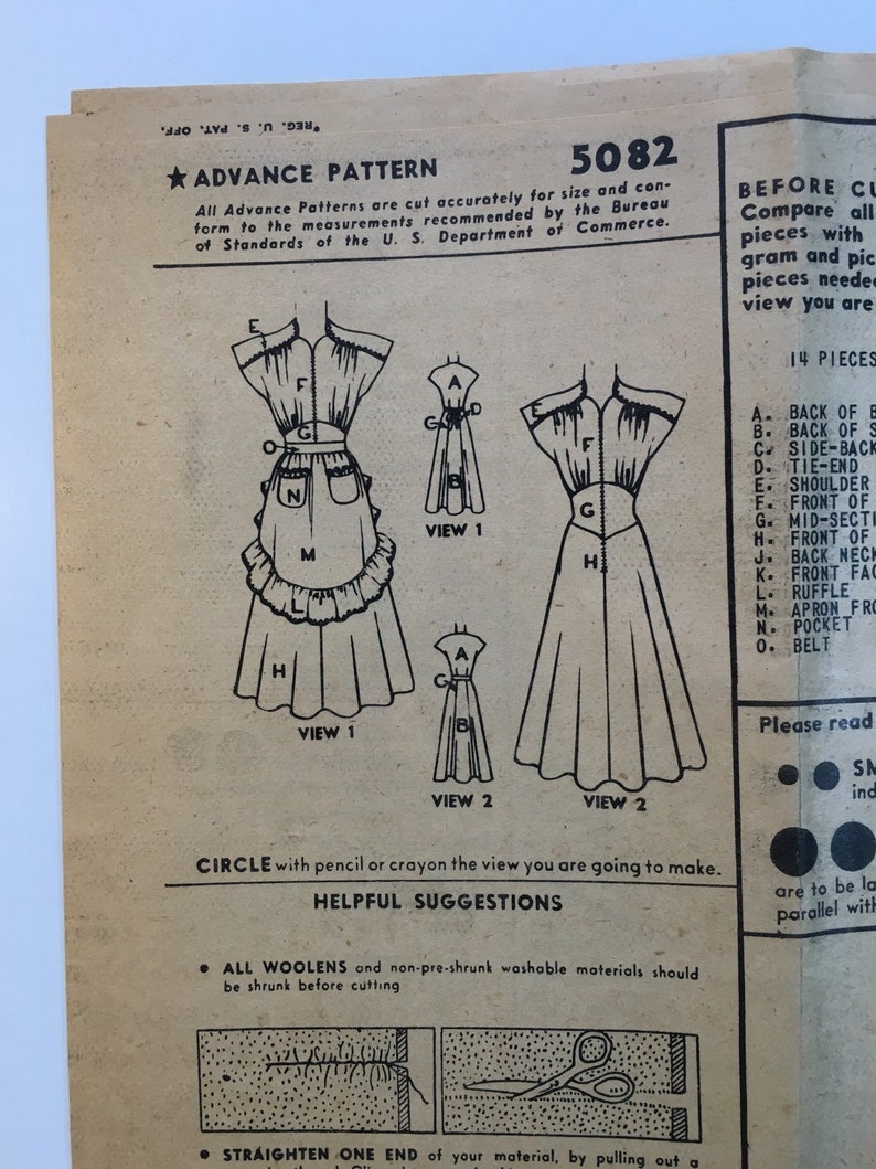 40s Plus Size Dress Pattern 40s Sewing Pattern Advance 5082 Women/'s Dress Pattern