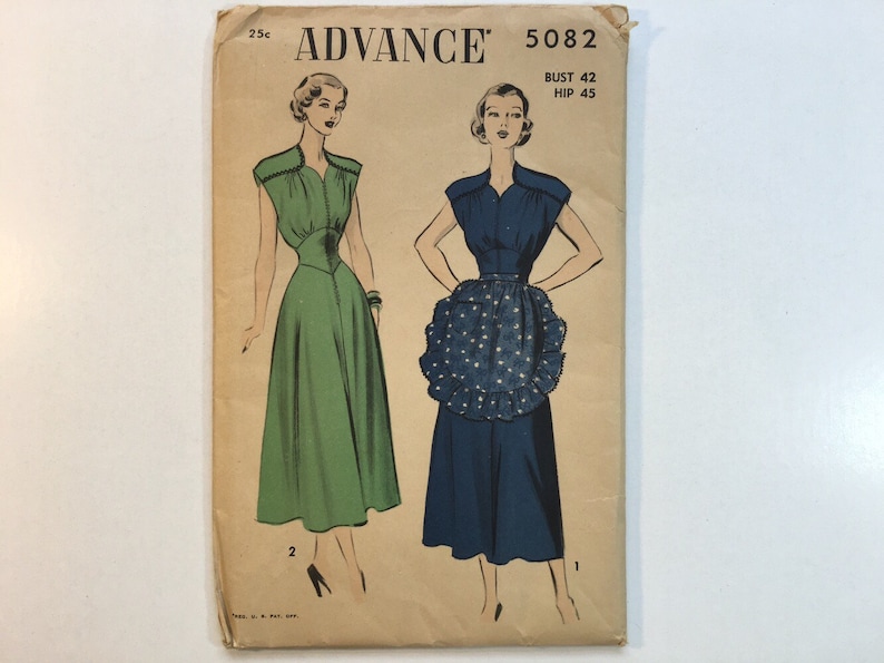 40s Plus Size Dress Pattern 40s Sewing Pattern Advance 5082 Women/'s Dress Pattern
