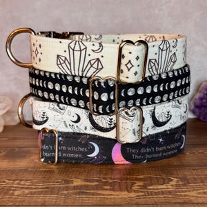 Witchy Moon Phases Dog Cat Collar: Wiccan Magic, Tarot Crystals, Didn't Burn Witches