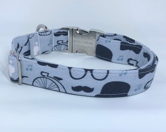 mustache dog collar