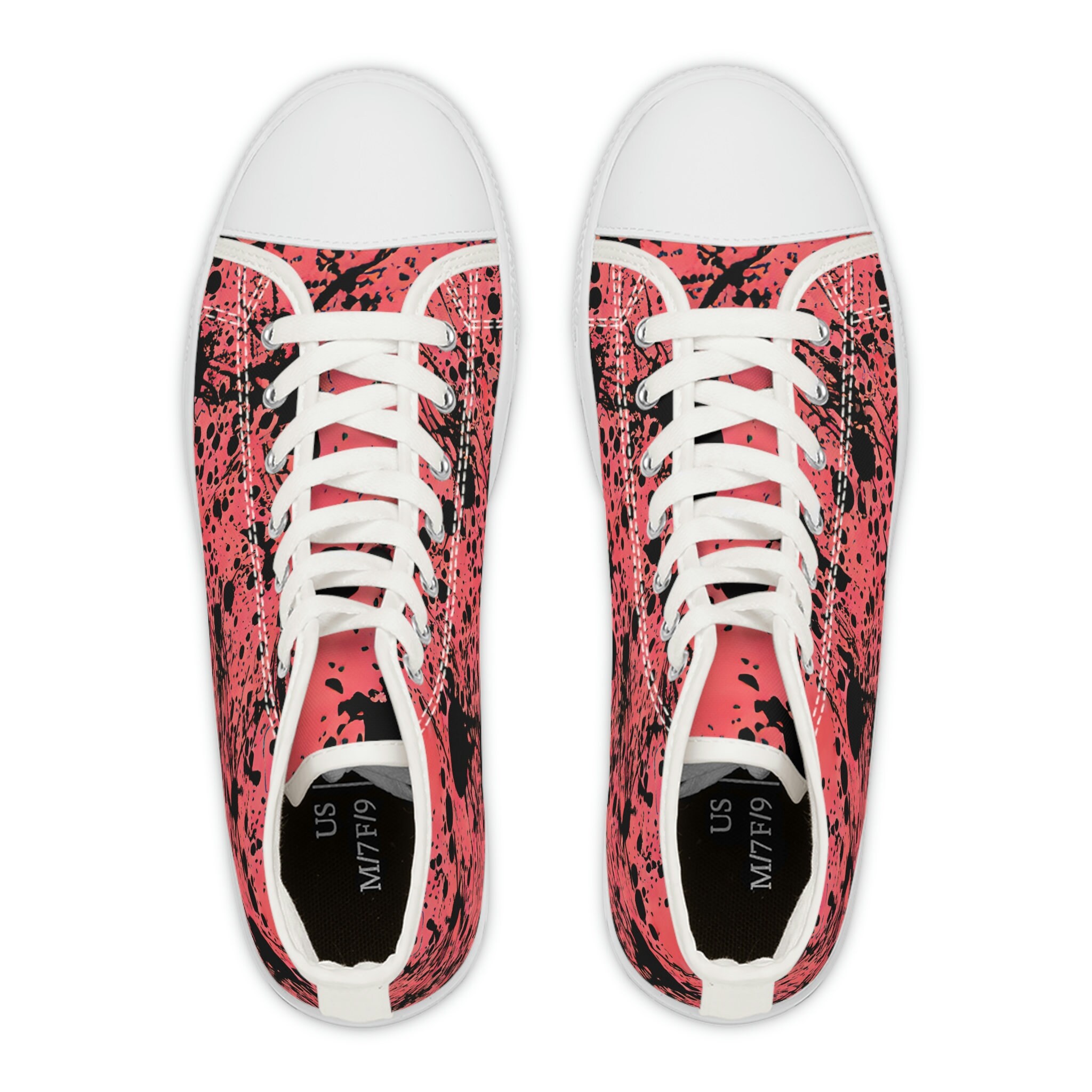 Red Lips Lipstick Pattern Print Black Sneaker Shoes For Men Women