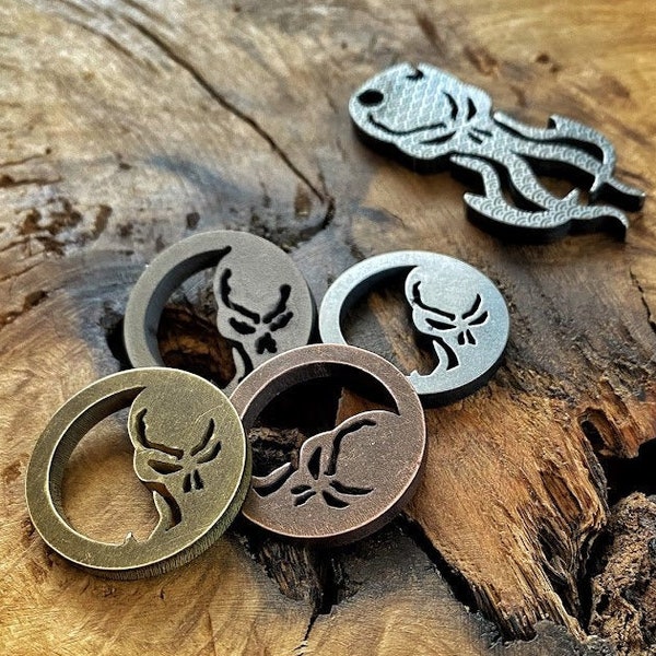 The Kraken Coin by Picaroon Tools - EDC Keychain (Steel, Copper Brass or Titanium)