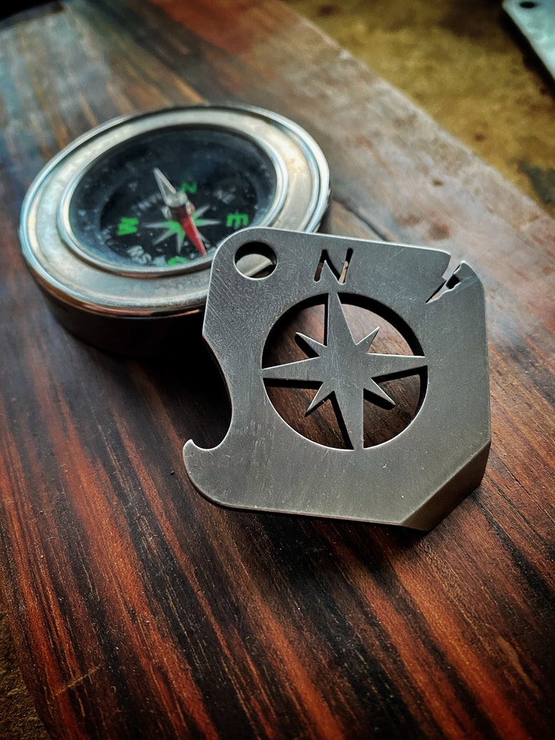 The Compass Tool prybar by Picaroon Tools edc tool, edc keychain, brass keychain, titanium edc keychain Titanium