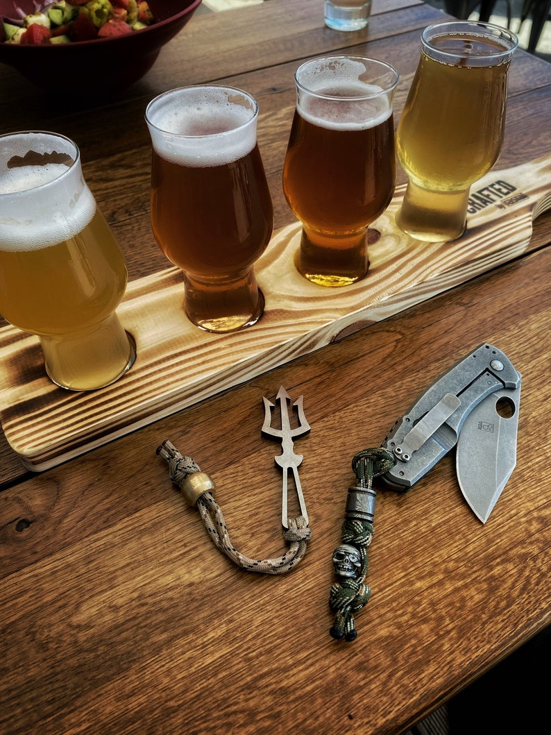 De Beer King's Trident van Picaroon Tools EDC sleutelhanger multitool, flesopener, sleutelgereedschap staal, koper, titanium of messing afbeelding 8