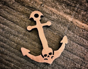 The Anchor of Death - Edc Pocket Multitool Bottle Opener (Copper or Titanium) by Picaroon Tools pirate anchor symbol skull