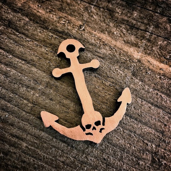 The Anchor of Death - Edc Pocket Multitool Bottle Opener (Copper or Titanium) by Picaroon Tools pirate anchor symbol skull