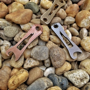 Skeleton Finger EDC Keychain multitool, bottle opener, key tool, prybar Steel, Brass or Copper Copper
