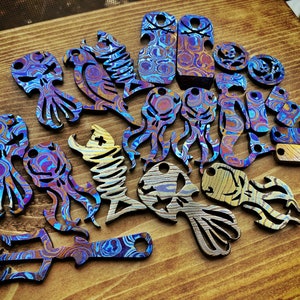 Timascus and Mokume items by Picaroon Tools - bottle openers & keychains