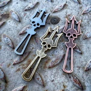 The Beer Kings Trident by Picaroon Tools EDC Keychain multitool, bottle opener, key tool Steel, Copper, Titanium or Brass image 9