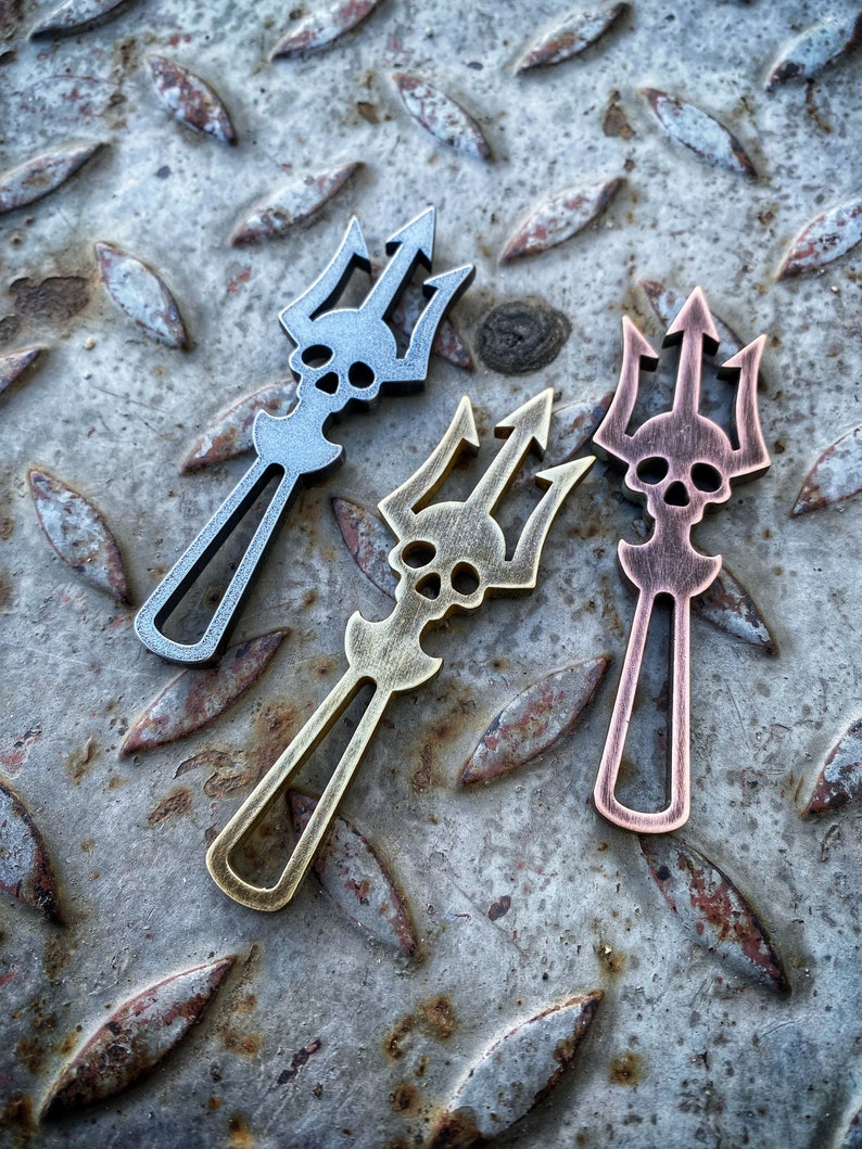 The Beer Kings Trident by Picaroon Tools EDC Keychain multitool, bottle opener, key tool Steel, Copper, Titanium or Brass image 9