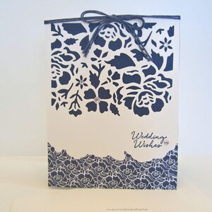 Wedding Wishes for the Bride & Groom, floral wedding, die cut flowers with faux rhinestones, baker's twine, hand stamped, embellished card