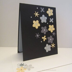 Leere Karte, Anlass alle Freundschafts-Karte, Karte, denken Sie Karte, Dankeschön-Karte, floral-Karte, gelb & grau Blumen, faux Strass
