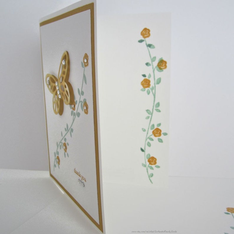Thank You Butterfly Floral Greeting Card Embellished With Die Cut ...