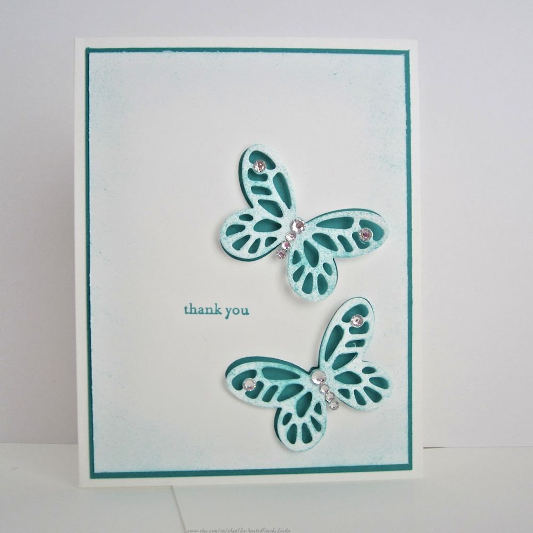Thank You Butterfly Greeting Card Embellished With Die Cut Butterflies ...