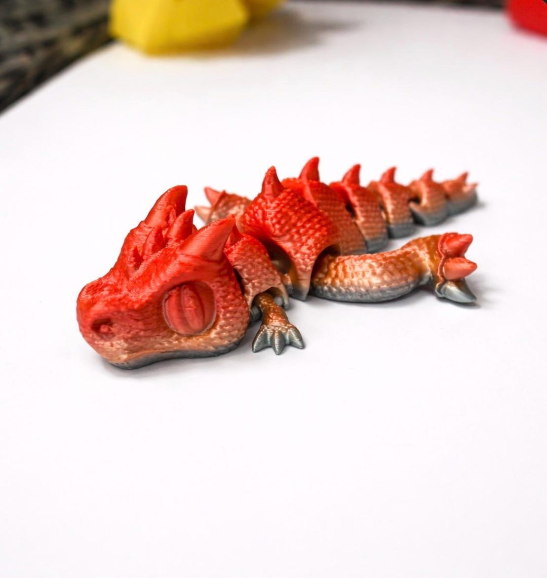 Articulated Flexi Dragon – 3D Printed Fidget Toy, Desk Pet, Fantasy ...