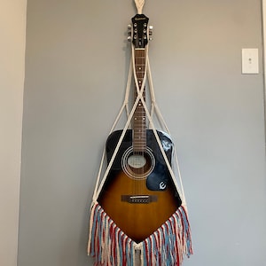 Red, White & Blue Macrame Guitar Hanger