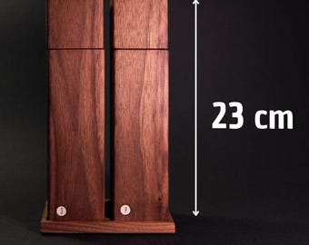 Molinillo de especias de nogal, molinillo de pimienta y molinillo de sal de nogal americano, molinillo de cerámica, salero y pimentero