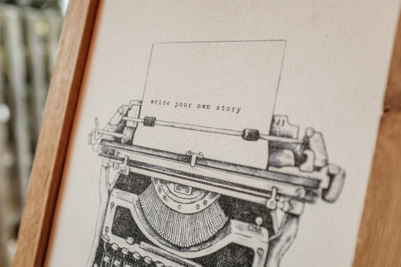 Canvas Wandbild in Eiche Rahmen Schreibmaschine Typewriter DIN A4 Bild 2