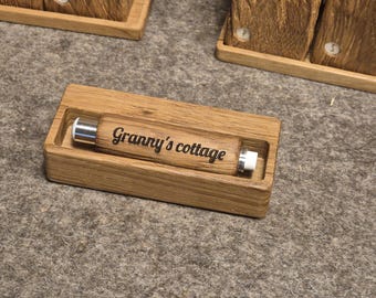 Chalk pen with engraving made of oak - chalk holder for teachers - wood - individual engraving personalized