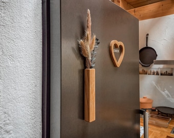 Wooden vase •  • wall vase • dried flowers • wall bag • oak wood vase •  • home decoration • wall decoration