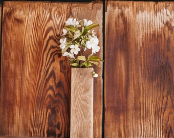 Holzvase mit Reagenzglas für Schnitt- und Trockenblumen • Wanddeko  •  Wandvase  •  Trockenblumen  •  Wandtasche • Wohndeko • Wanddekoration