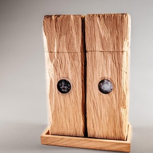 Salt and pepper mill set with viewing window, spice mill, ceramic grinder, with individual design, salt and pepper shaker