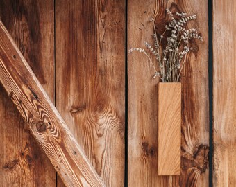 Wooden vase 28 cm • Wall pocket • Wall decoration  Wall vase  Dried flowers  Oak wood vase Hanging vase • Home decoration • Wall decoration