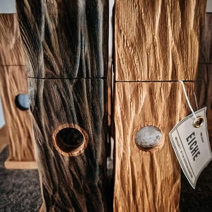 Zout- en pepermolenset met kijkvenster van eikenhout, notenhout, kruidenmolen, keramisch maalwerk, met individueel design, zout- en peperstrooier
