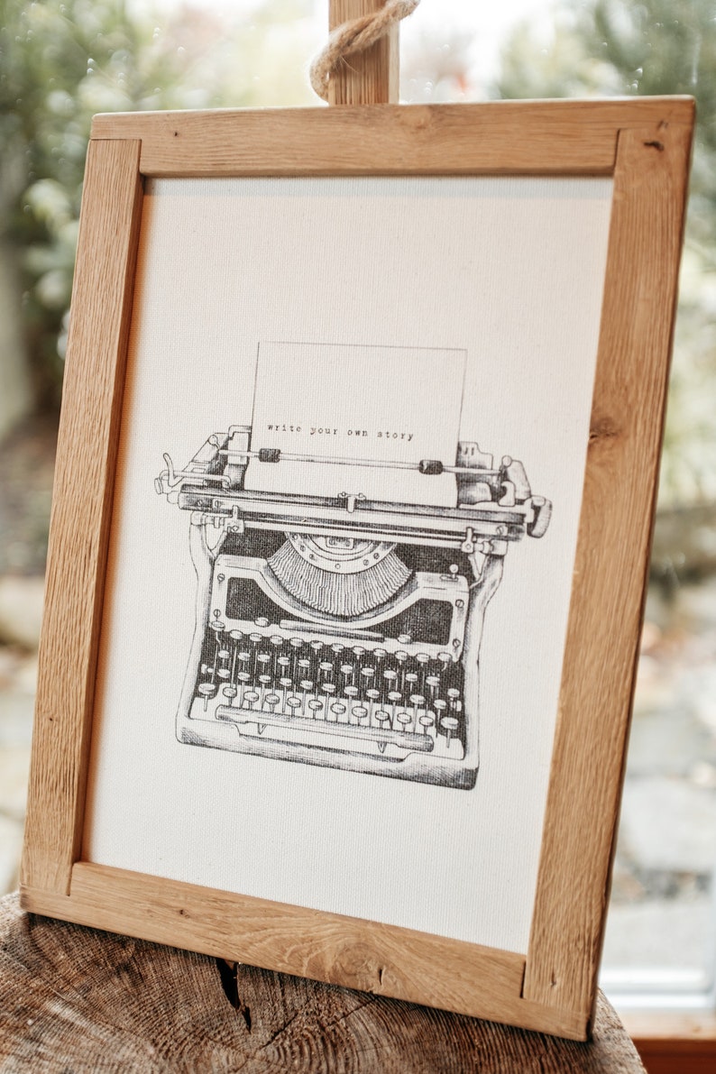Canvas Wandbild in Eiche Rahmen Schreibmaschine Typewriter DIN A4 Bild 1