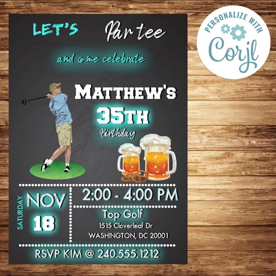 Golf Invitation 30th Birthday Invitation Golf Birthday | Etsy