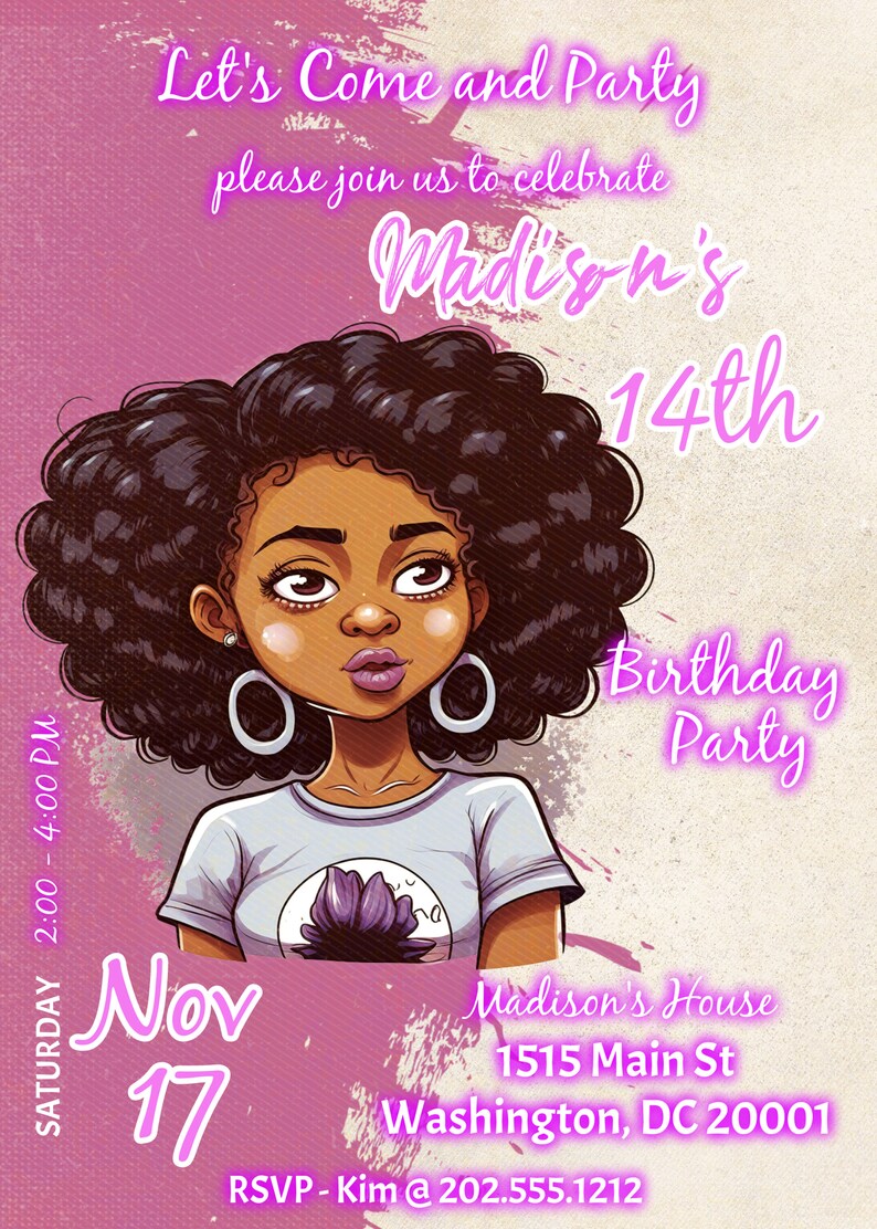 Black Girl Magic Birthday Theme Invitation Editable Customized - Etsy