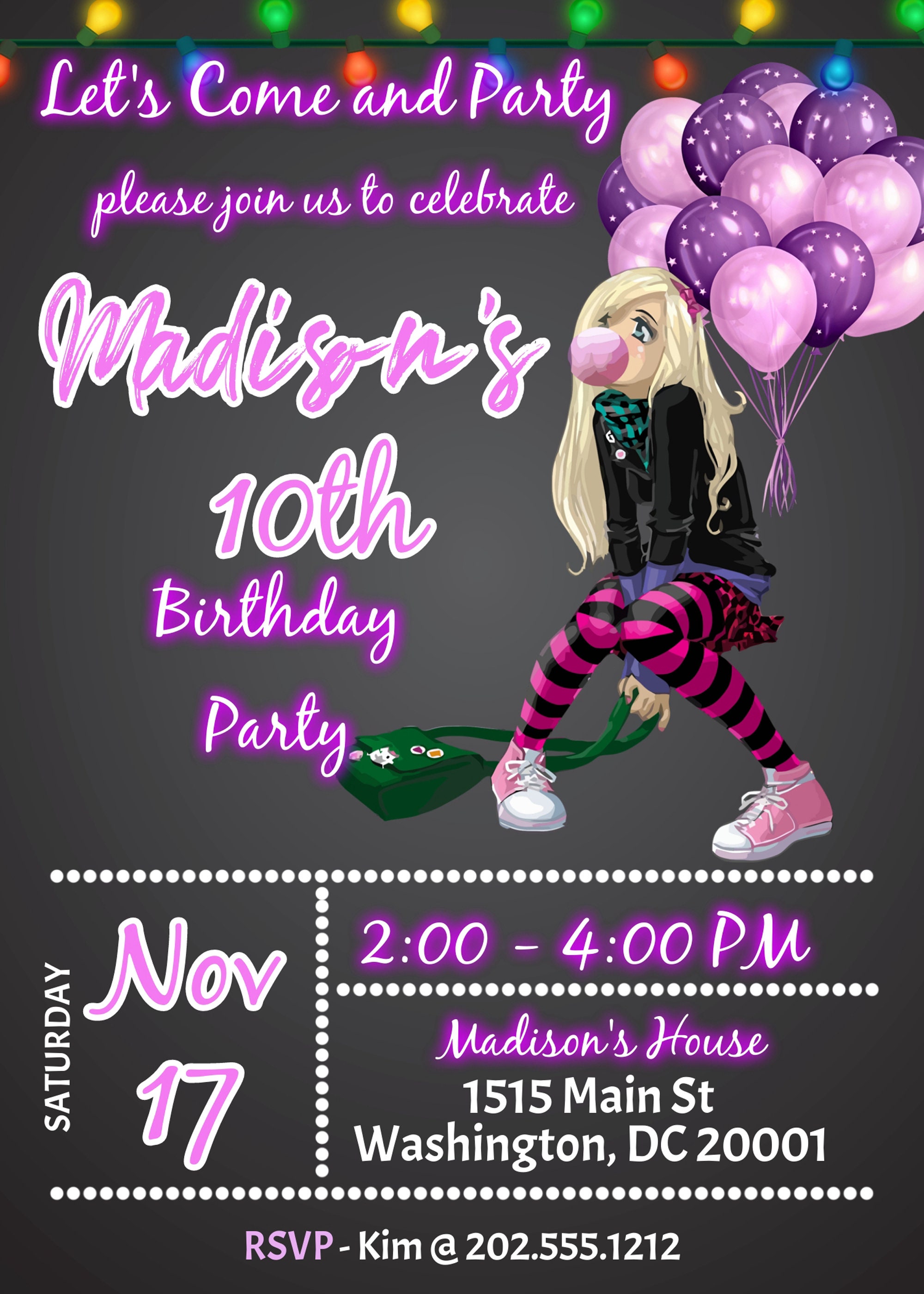 Girl Anime Birthday Theme Invitation Editable Customized - Etsy UK Girl Anime Birthday Theme Invitation Editable Customized - Etsy UK